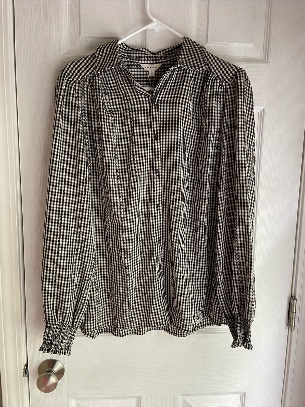 Black and White Gingham Button-Front Shirt
